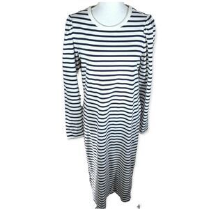 Universal Thread Navy and White Striped Long Sleeve Midi Dress